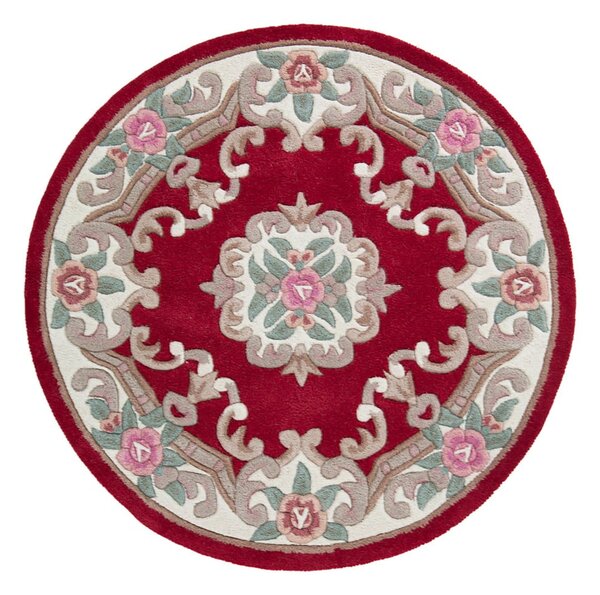 Rdeča volnena preproga Flair Rugs Aubusson, ⌀ 120 cm