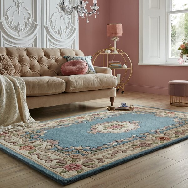 Modra volnena preproga Flair Rugs Aubusson, 75 x 150 cm