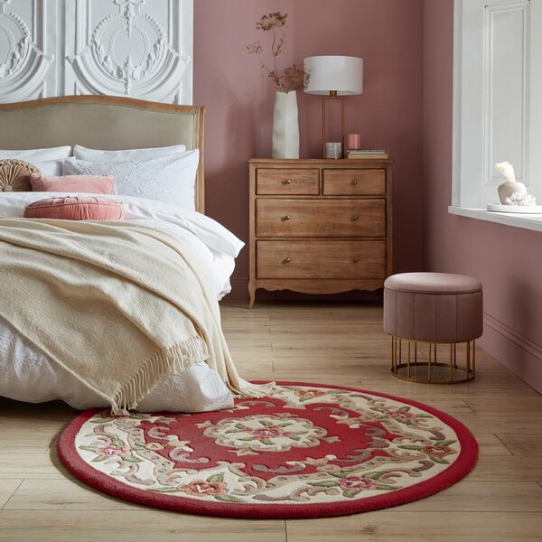 Rdeča volnena preproga Flair Rugs Aubusson, ⌀ 120 cm