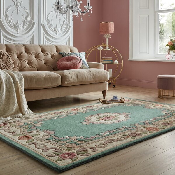 Zelena volnena preproga Flair Rugs Aubusson, 75 x 150 cm