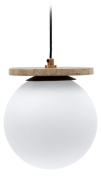 Bela viseča svetilka s steklenim senčnikom ø 20 cm Malachi – Kave Home