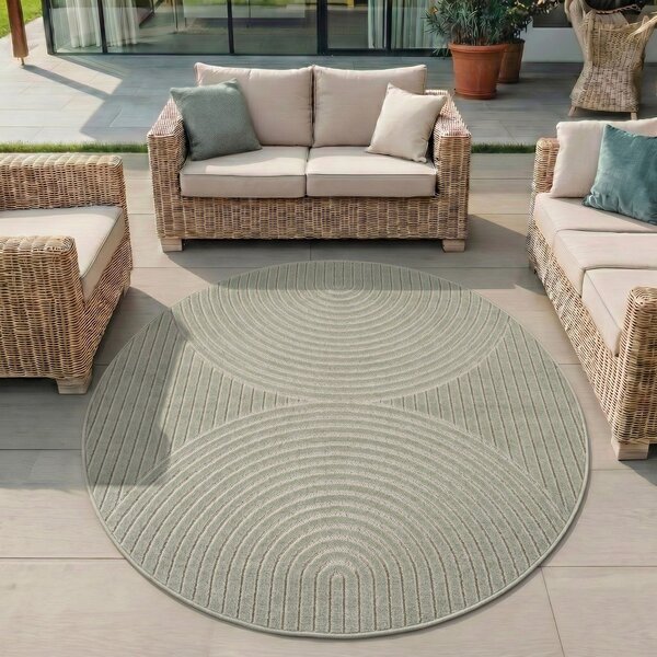 Zelena okrogla notranja in zunanja preproga ø 80 cm Nova 1201 – Ayyildiz Carpets