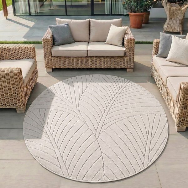 Kremno bela okrogla notranja in zunanja preproga ø 80 cm Nova 1203 – Ayyildiz Carpets