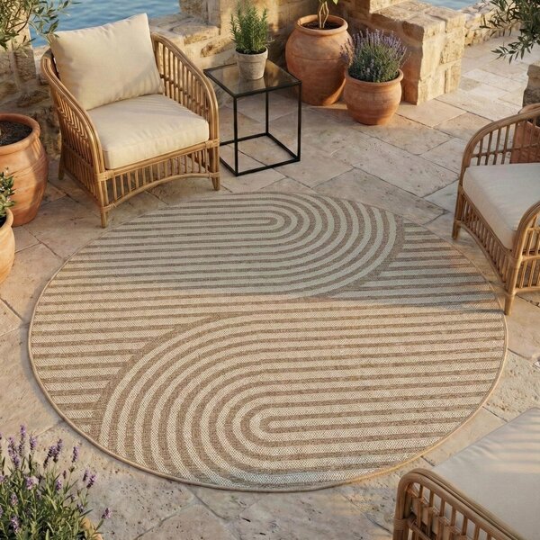 Bež okrogla notranja in zunanja preproga ø 80 cm Desert 1301 – Ayyildiz Carpets