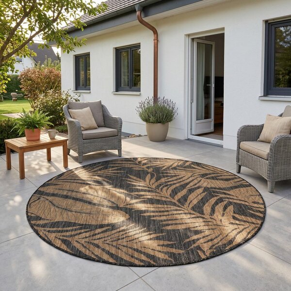 Črna/rjava okrogla notranja in zunanja preproga ø 160 cm Mira 1451 – Ayyildiz Carpets