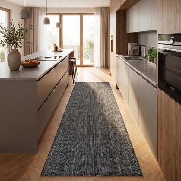 Črn zunanji in notranji tekač 80x250 cm Mira 1450 – Ayyildiz Carpets