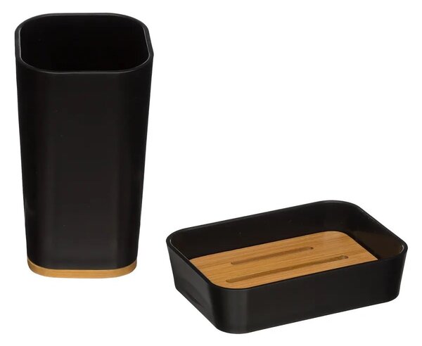 Set za lonček za zobno ščetko in posodo za milo NATUREO, črna