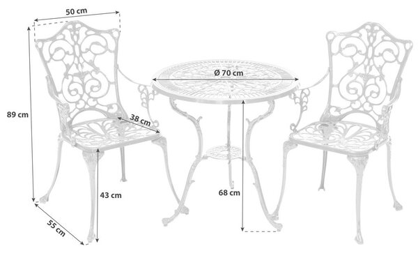 Gardenson Balkonska Garnitura Lugano, Zelena, Aluminij, 3-Delno