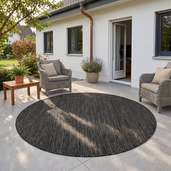 Črna okrogla notranja in zunanja preproga ø 80 cm Mira 1450 – Ayyildiz Carpets