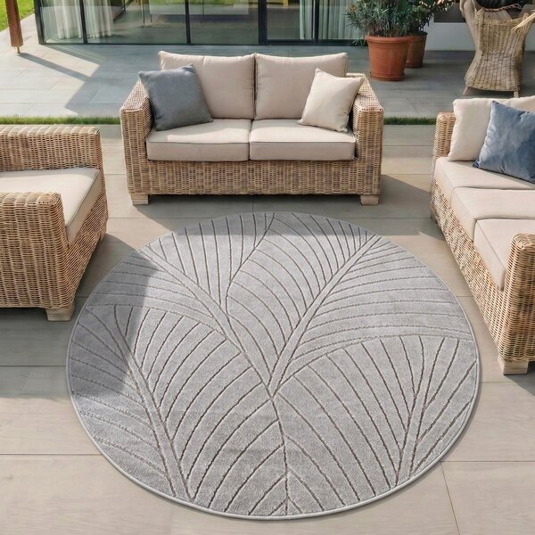 Okrogla notranja in zunanja preproga v srebrni barvi ø 120 cm Nova 1203 – Ayyildiz Carpets