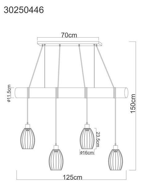 VISEČA SVETILKA Berti 125/16/150 cm E27