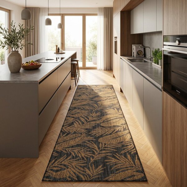 Črn/rjav zunanji in notranji tekač 80x250 cm Mira 1451 – Ayyildiz Carpets