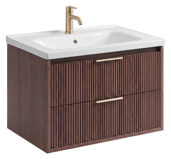 Kopalniška omarica z umivalnikom REA Sherry 60cm Brown Walnut