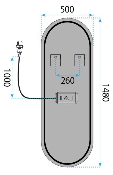 Stensko ogledalo LED 150x50cm MOL-OV