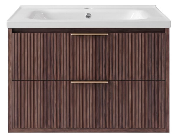 Kopalniška omarica z umivalnikom REA Sherry 60cm Brown Walnut