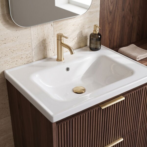 Kopalniška omarica z umivalnikom REA Sherry 60cm Brown Walnut