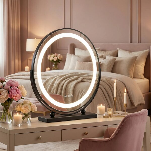 Stensko ogledalo LED MAKE-UP Black 40 cm