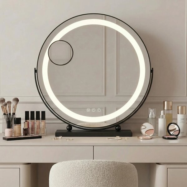 Stensko ogledalo LED MAKE-UP Black 40 cm