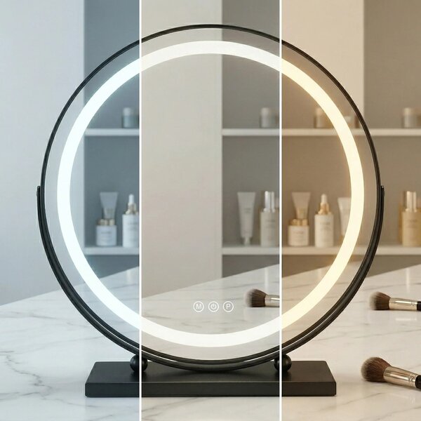 Stensko ogledalo LED MAKE-UP Black 40 cm