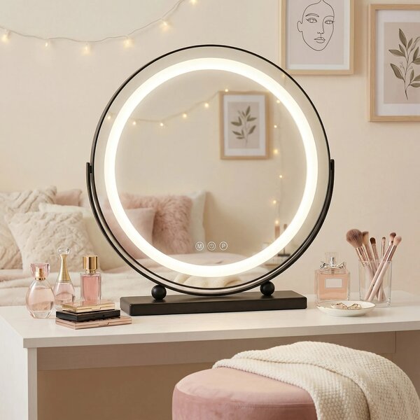 Stensko ogledalo LED MAKE-UP Black 40 cm