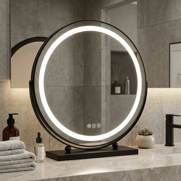 Stensko ogledalo LED MAKE-UP Black 40 cm