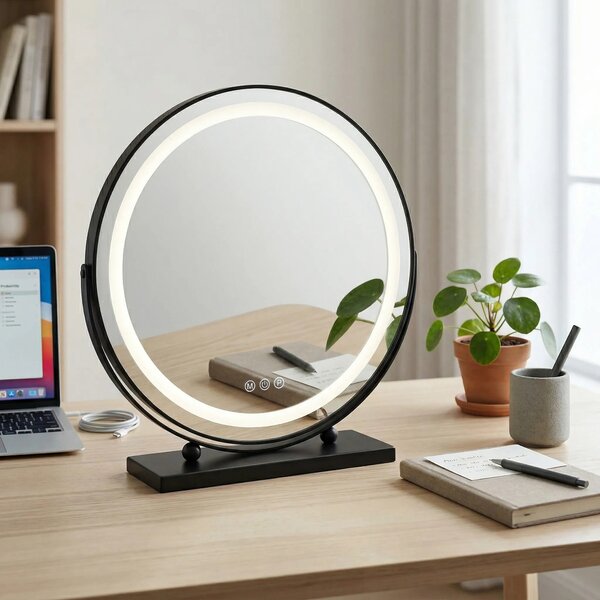 Stensko ogledalo LED MAKE-UP Black 40 cm