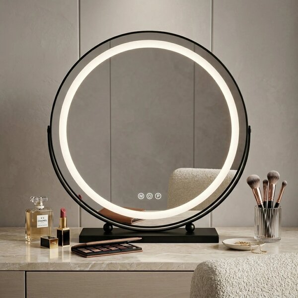 Stensko ogledalo LED MAKE-UP Black 40 cm