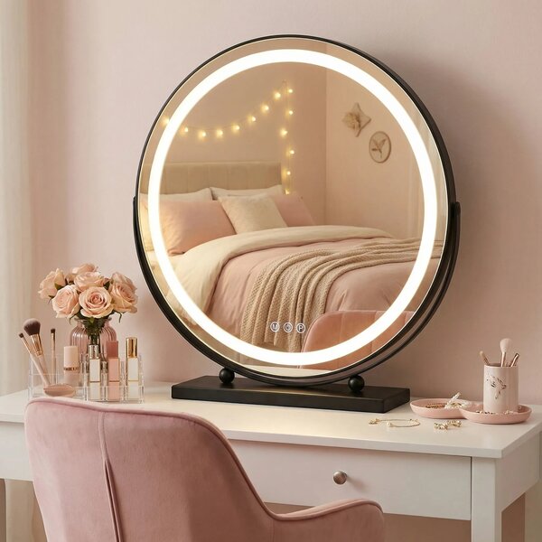Stensko ogledalo LED MAKE-UP Black 40 cm