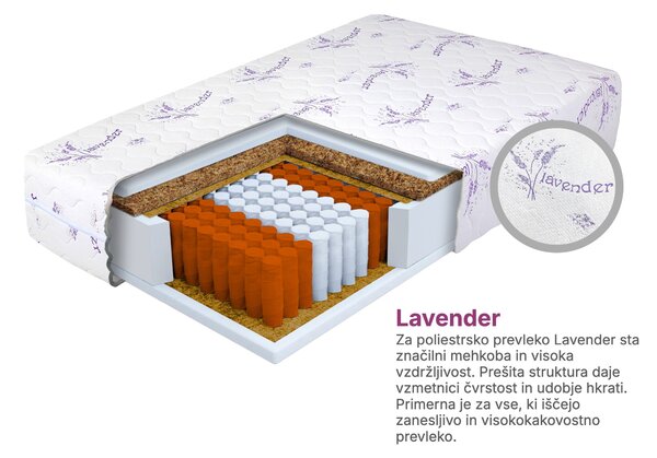 Wilsondo Vzmetnica z žepkastimi vzmetmi s kokosom Dax 80x200x24 - prevleka Lavender