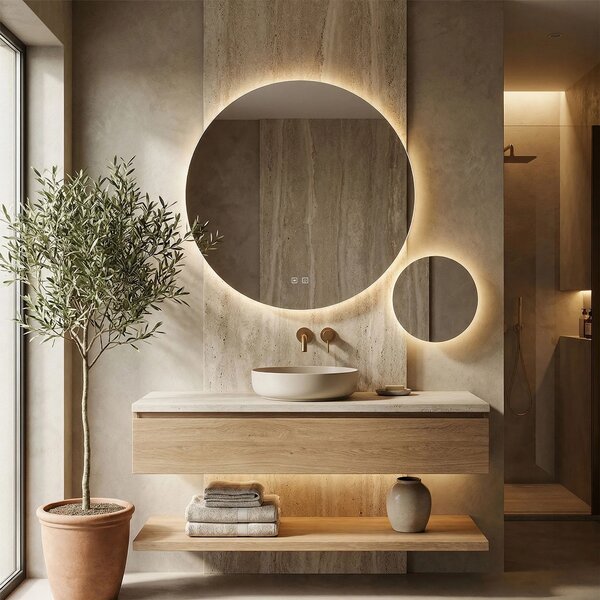 Stensko ogledalo LED R-8040 80cm + 40cm