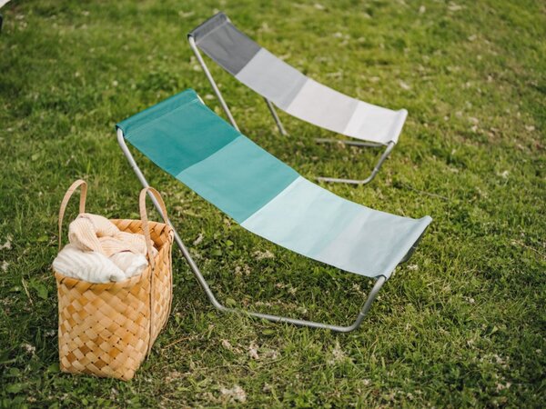 Komplet 2 zložljivih plažnih ležalnikov SAND, zelene črte
