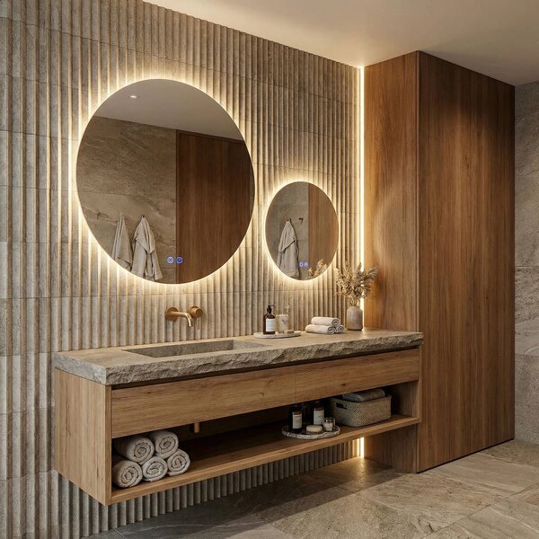 Stensko ogledalo LED R-9045 90cm + 45cm