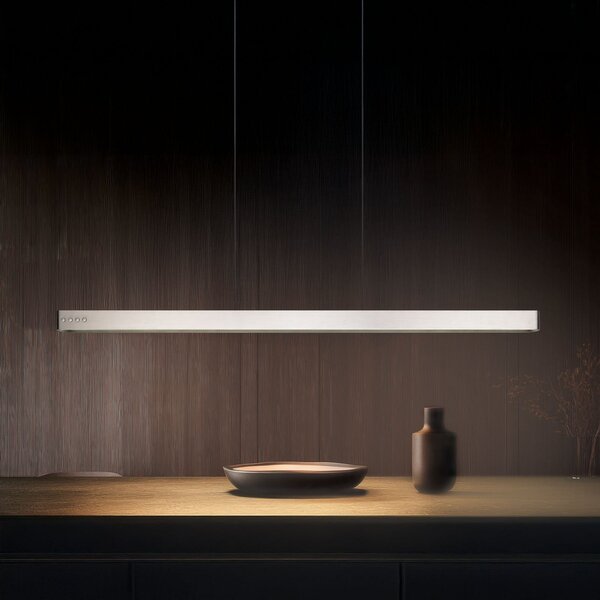 Trio Lighting LED viseča svetilka Donegal, nikljevo barva, dolžina 150 cm, CCT, zatemnjen, Kovinska, Dnevna soba / jedilnica, Kovina, Sodobni