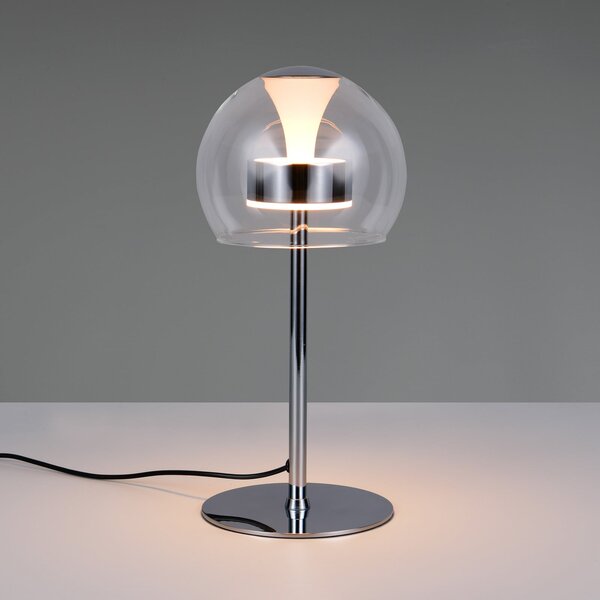 Trio Lighting LED namizna svetilka Flynt, višina 35 cm, krom barva, kovina, CCT, zatemnjen, Kovinska, Dnevna soba / jedilnica, Kovina, Sodobni