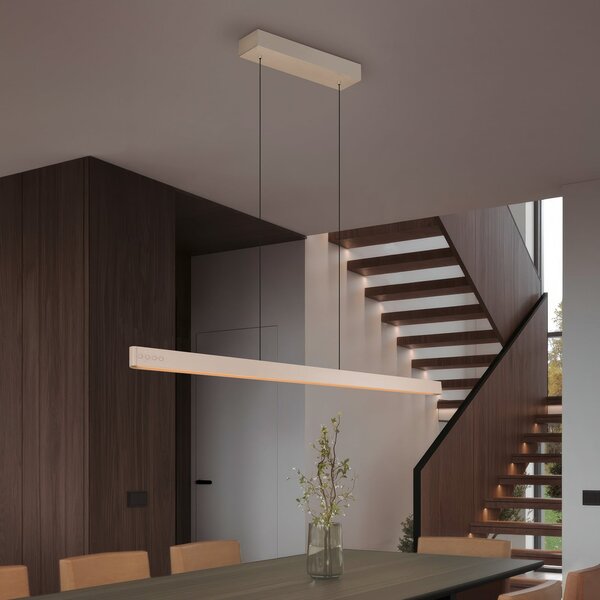 Trio Lighting LED viseča svetilka Donegal, bež barva, dolžina 150 cm, CCT, zatemnjen, Bež, Dnevna soba / jedilnica, Kovina, Sodobni
