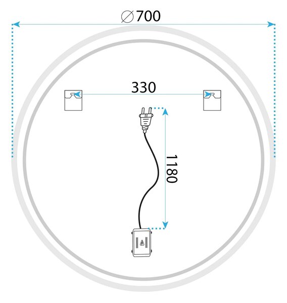 Stensko ogledalo LED SOFT 70