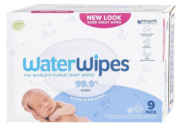 WaterWipes - SET 9x Vlažni robčki brez plastike 60 kom. (540 kom.)