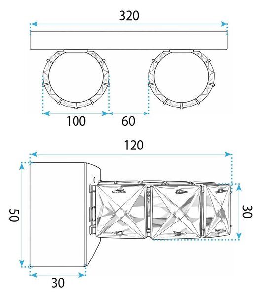 Stenska svetilka LED APP1936-2W CHROME