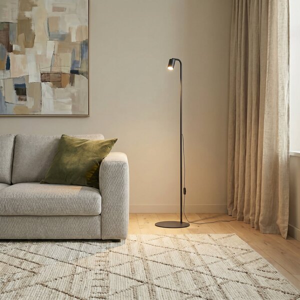TK Lighting Stojna svetilka Nex, črna, kovina, višina 140 cm, GU10, Črna, Dnevna soba / jedilnica, Kovina