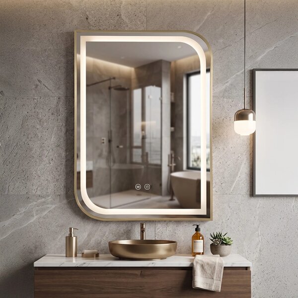 Stensko ogledalo LED ZONE 80X60 GOLD BRUSH