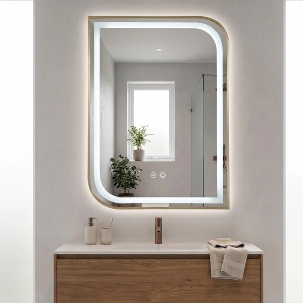 Stensko ogledalo LED ZONE 70X50 BRUSH GOLD