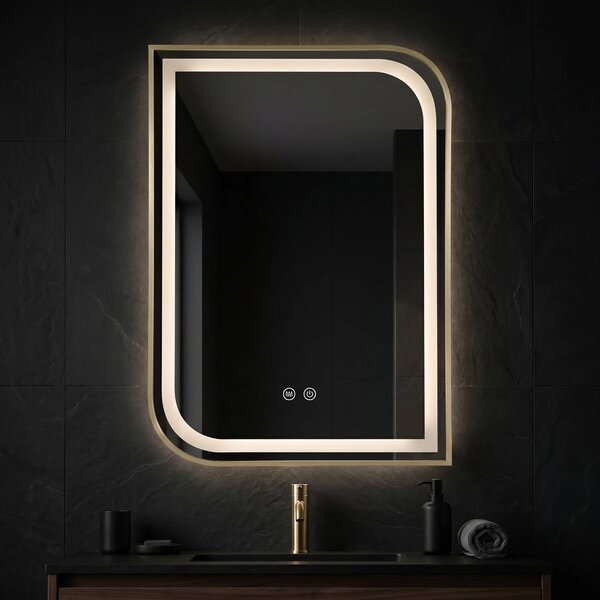 Stensko ogledalo LED ZONE 70X50 BRUSH GOLD