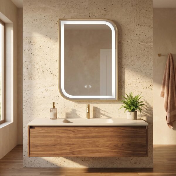 Stensko ogledalo LED ZONE 80X60 GOLD BRUSH