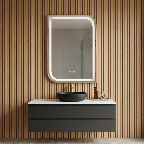 Stensko ogledalo LED ZONE 70X50 BRUSH GOLD
