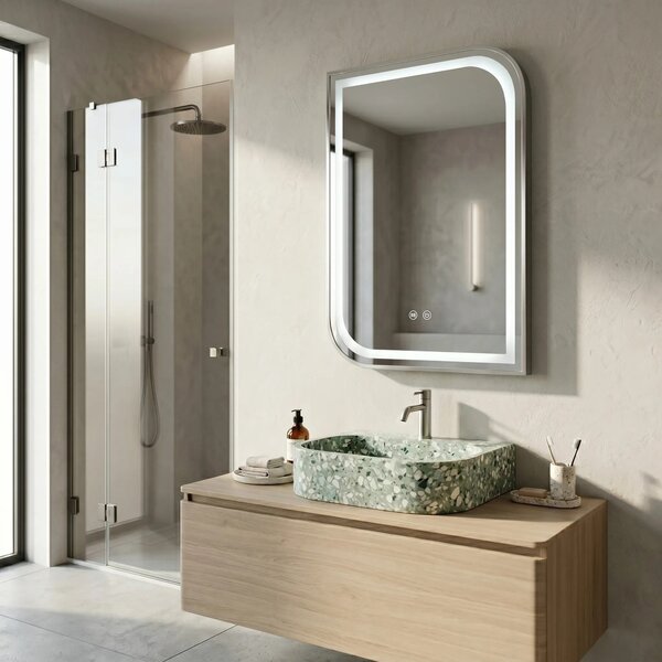 Stensko ogledalo LED ZONE 70x50 BRUSH NICKEL
