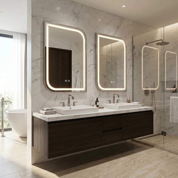 Stensko ogledalo LED ZONE 70x50 BRUSH NICKEL