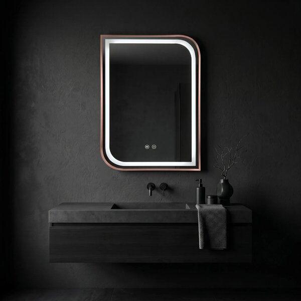 Stensko ogledalo LED ZONE 70x50 BRUSH ROSE GOLD