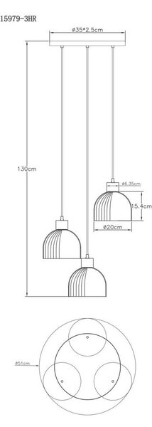 VISEČA SVETILKA Swanson 40/130 cm E27