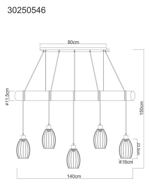 VISEČA SVETILKA Berti 140/16/150 cm E27