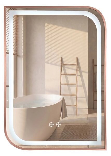 Stensko ogledalo LED ZONE 80x60 BRUSH ROSE GOLD